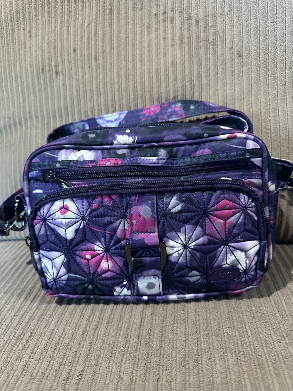 LUG Carausel Quilted Purple Floral Crossbody Bag - Women